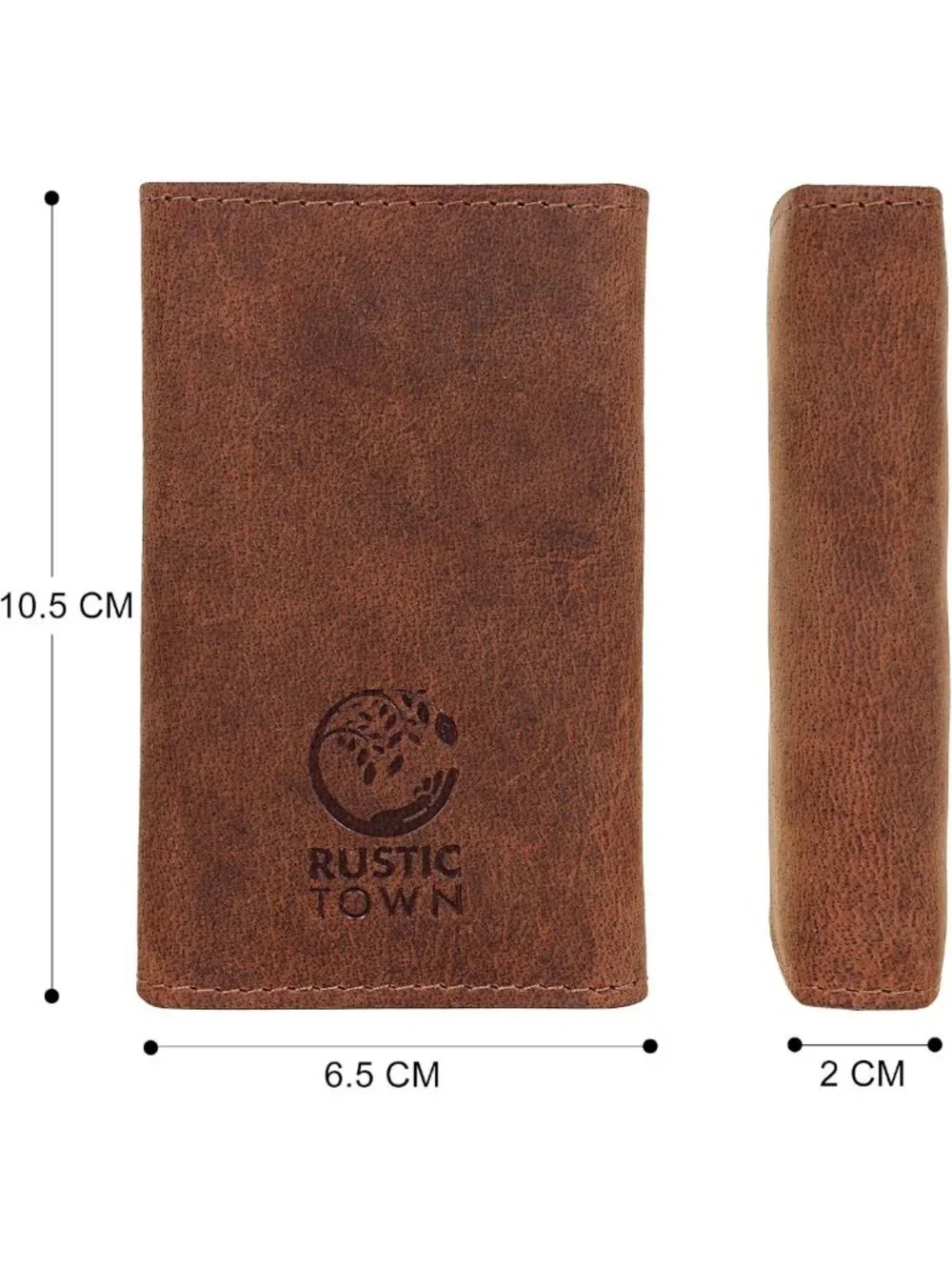 Leather Key Holder Organizer - Slim Wallet Pouch for 6 Keys & 3 Cards